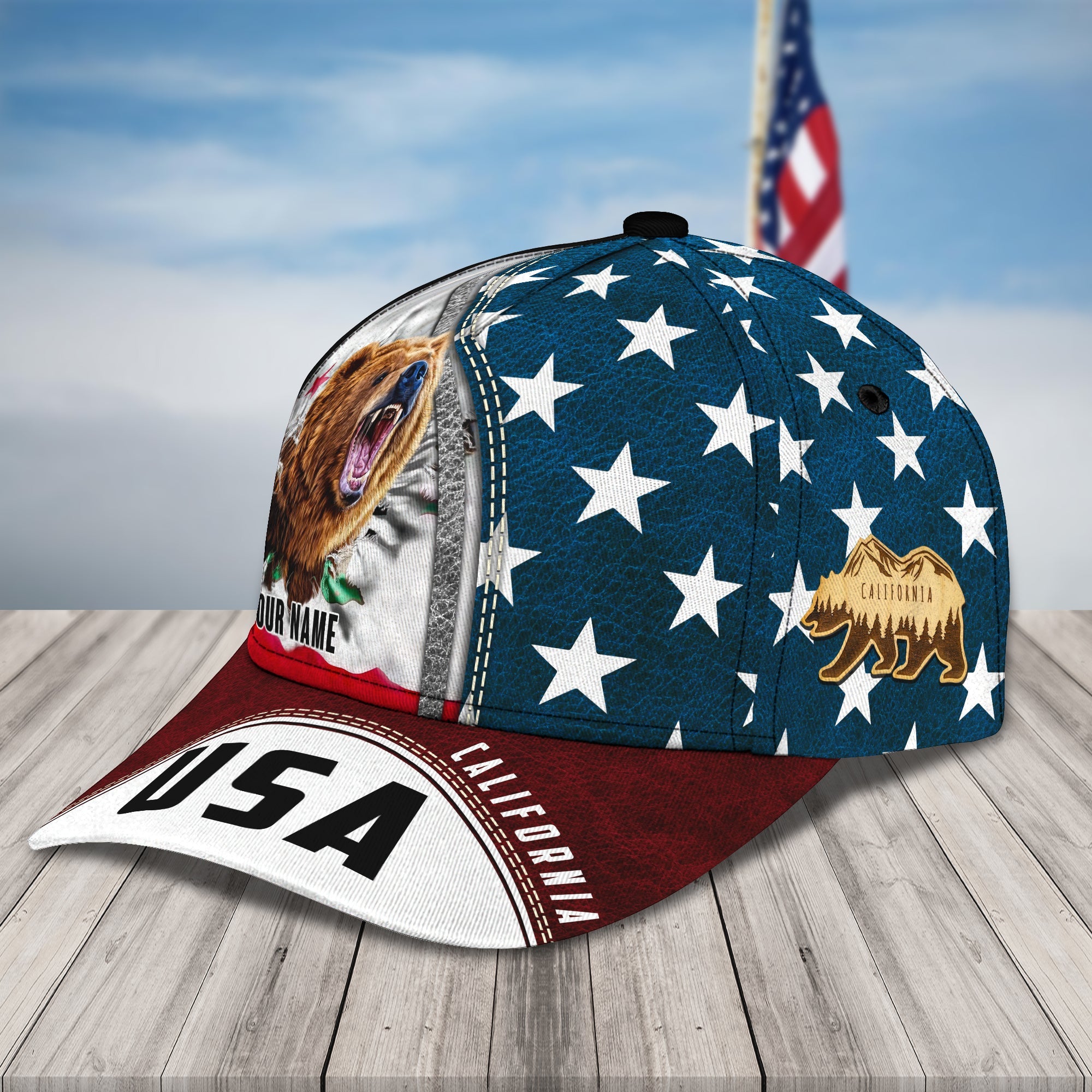 Personalized California Bear Cap - Custom Classic Name Cap - Perfect Gift Trucker Hats Custom Hats Gifts For Men & Women