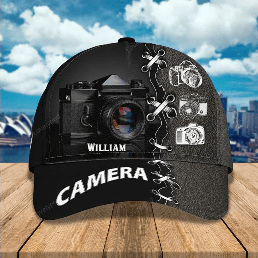 Personalized Camera 3D Baseball Cap for Cameraman, Camera Hat Birthday Gift for Him Trucker Hats Custom Hats Gifts For Men & Women