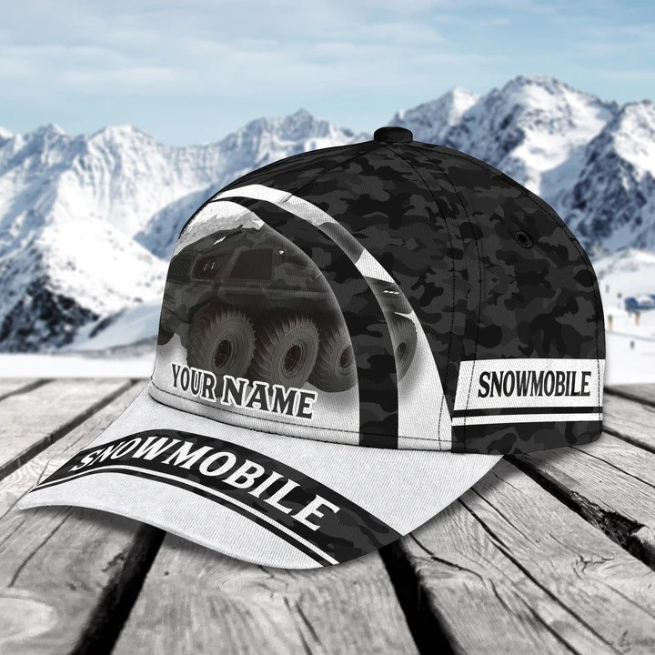 Personalized Camo Snowmobile Black and White Classic Cap for Men Trucker Hats Custom Hats Gifts For Men & Women