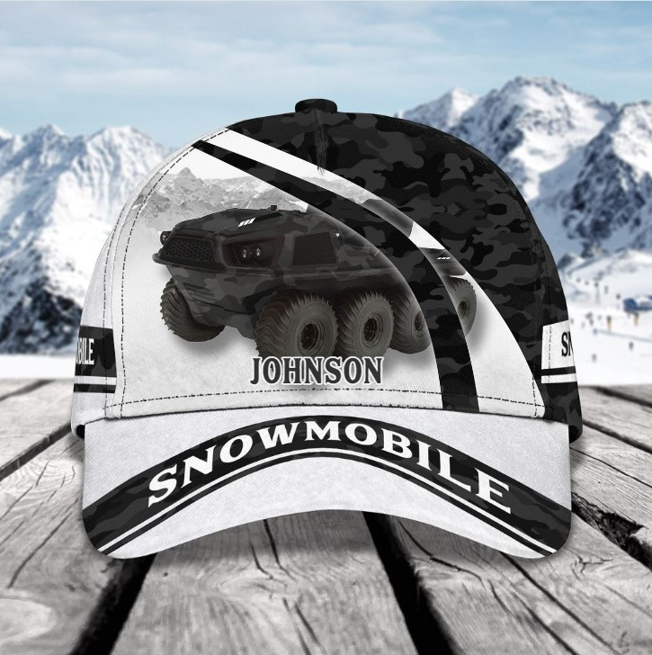 Personalized Camo Snowmobile Black and White Classic Cap for Men Trucker Hats Custom Hats Gifts For Men & Women