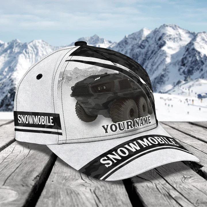 Personalized Camo Snowmobile Black and White Classic Cap for Men Trucker Hats Custom Hats Gifts For Men & Women
