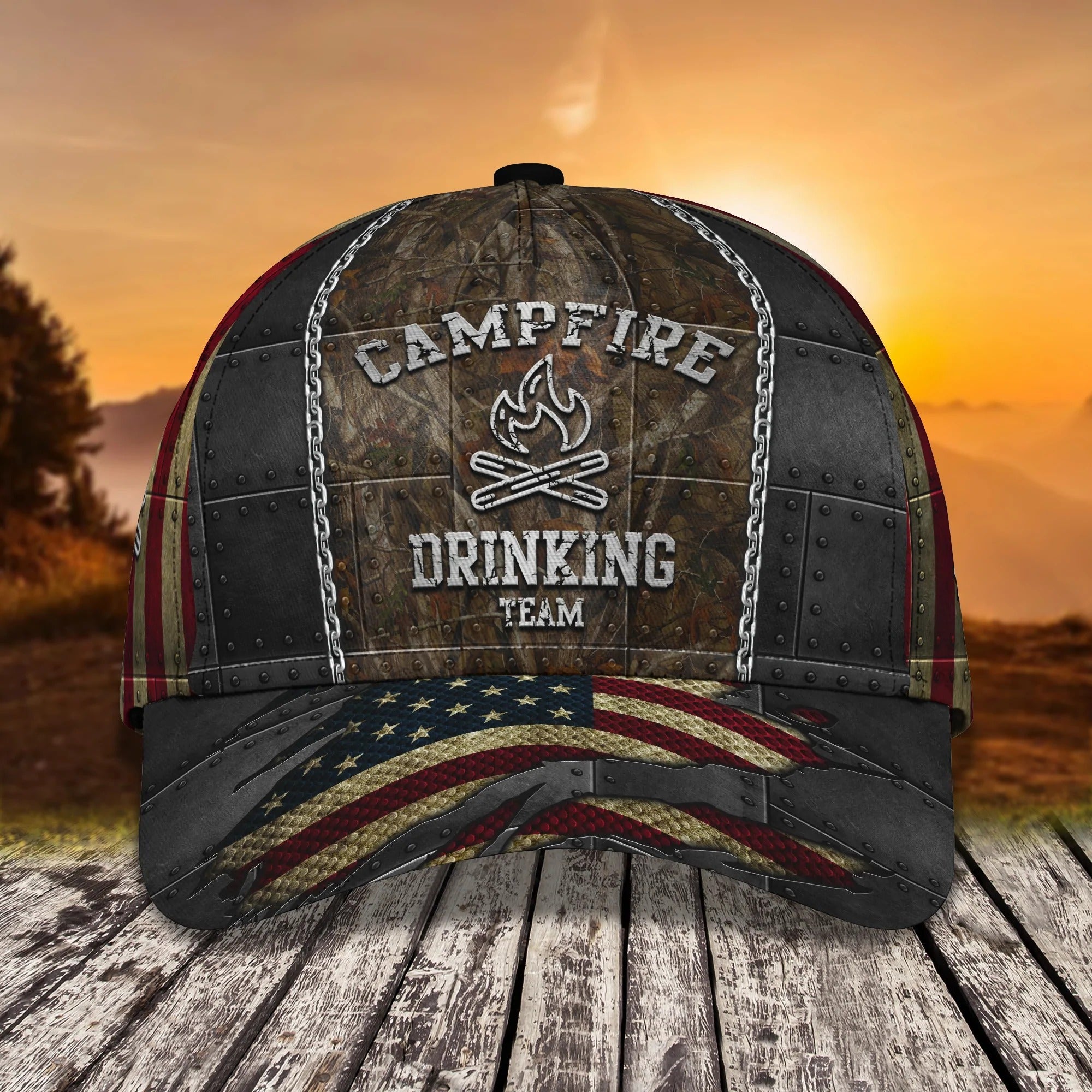 Personalized Campfire Baseball Cap Hat, Camper Cap, Camping Hat For Travel Summer Trucker Hats Custom Hats Gifts For Men & Women
