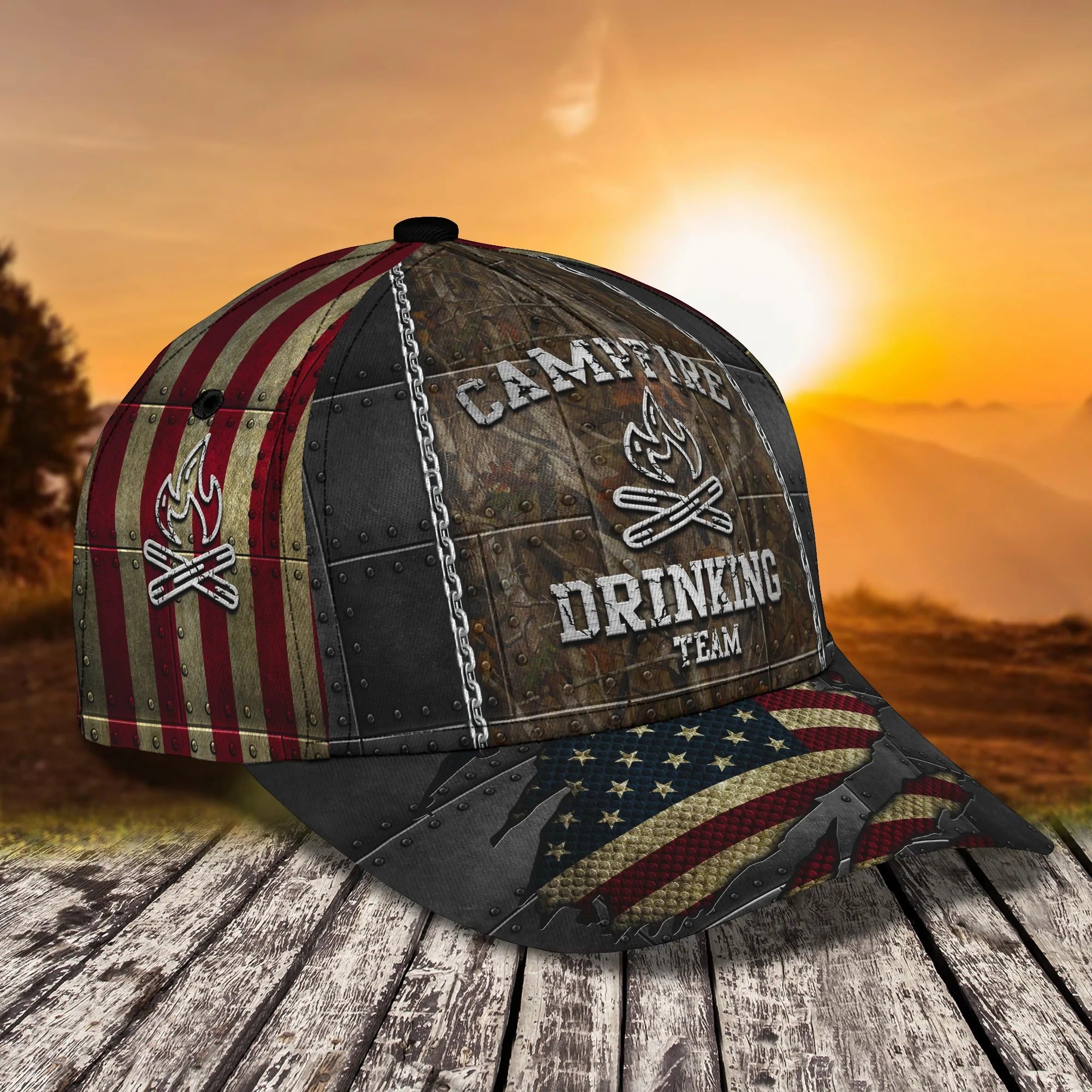 Personalized Campfire Baseball Cap Hat, Camper Cap, Camping Hat For Travel Summer Trucker Hats Custom Hats Gifts For Men & Women