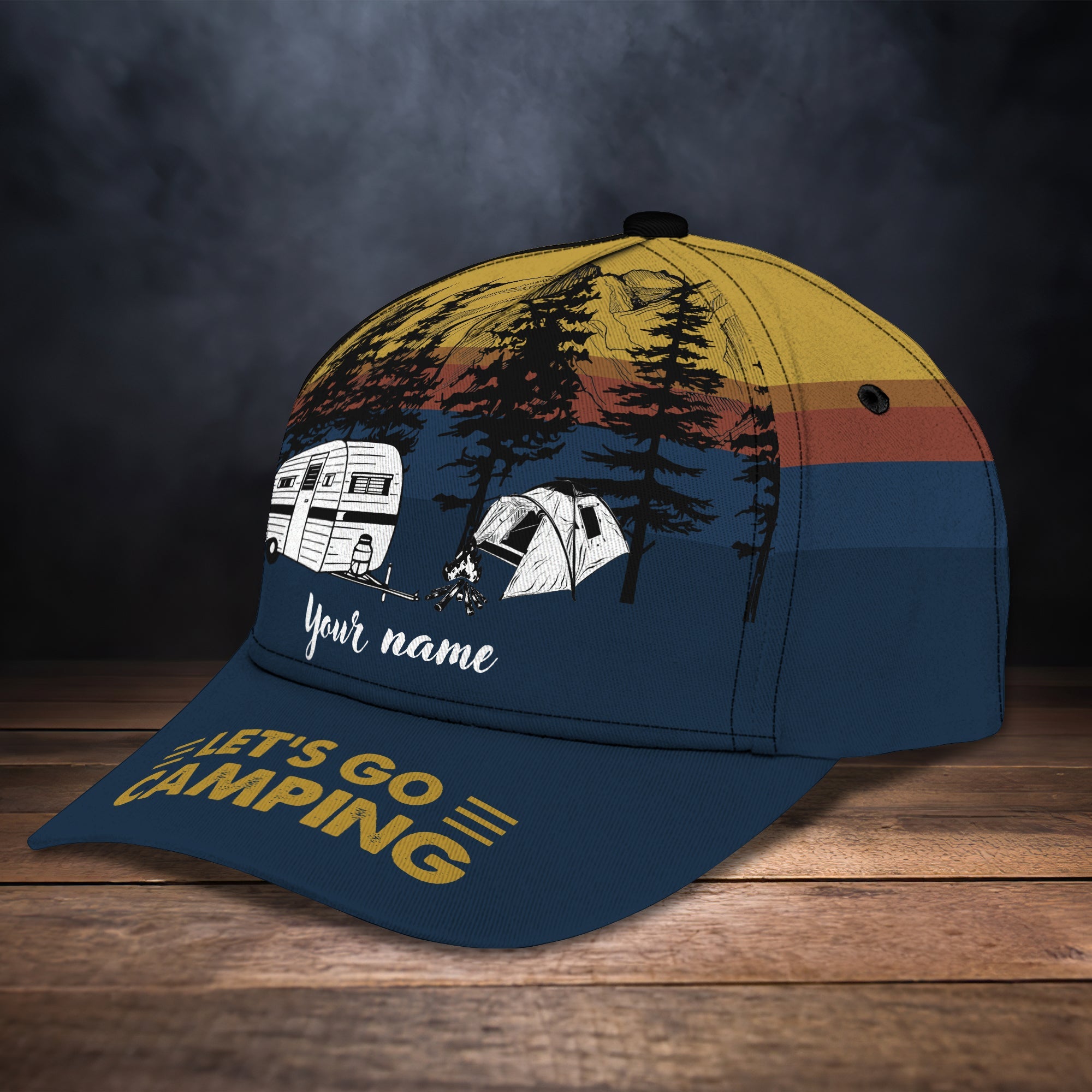 Personalized Camping Cap, Let's Go Camping 3D Classic Cap Trucker Hats Custom Hats Gifts For Men & Women