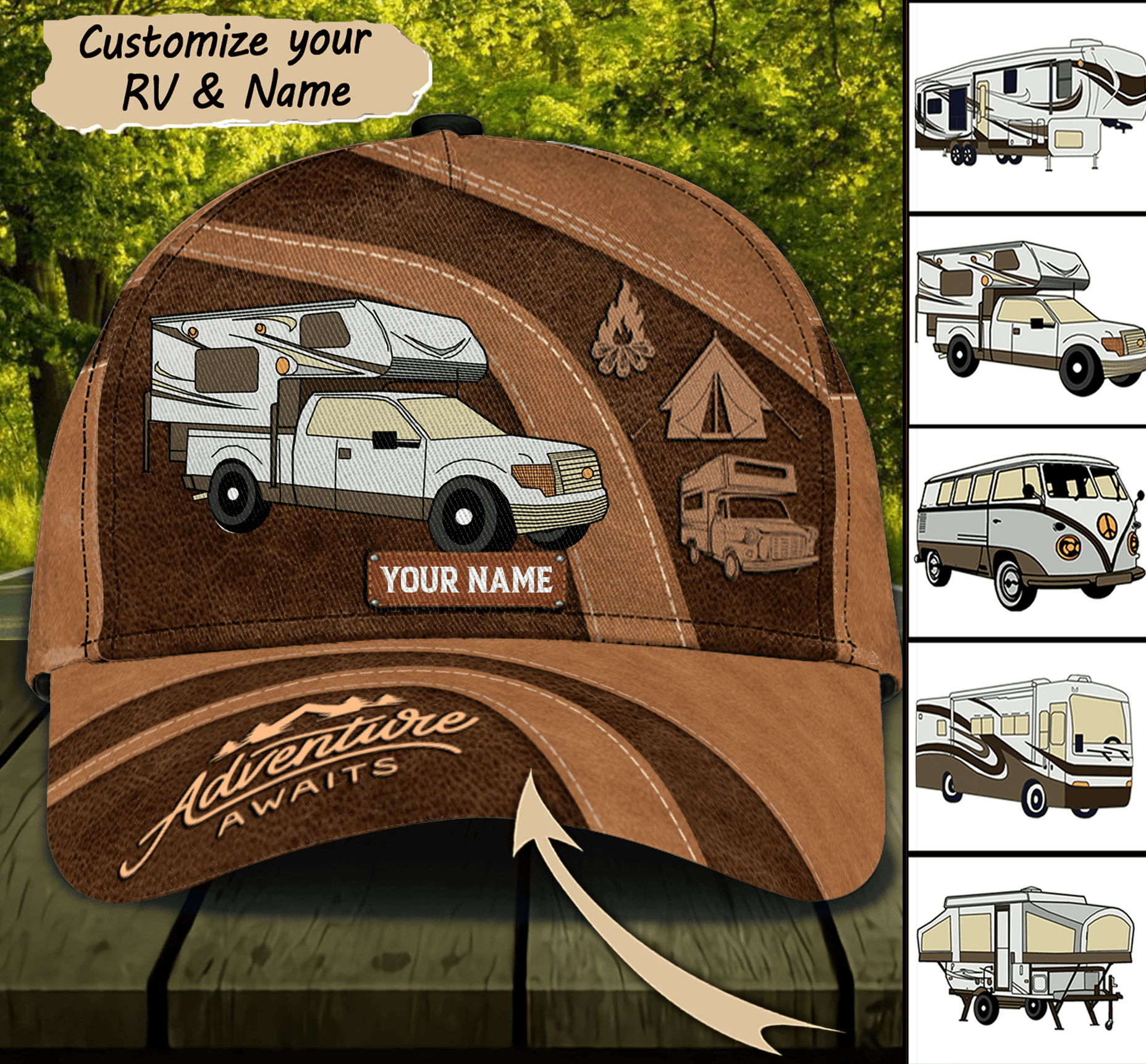 Personalized Camping Classic Cap, Personalized Gift for Camping Lovers Trucker Hats Custom Hats Gifts For Men & Women