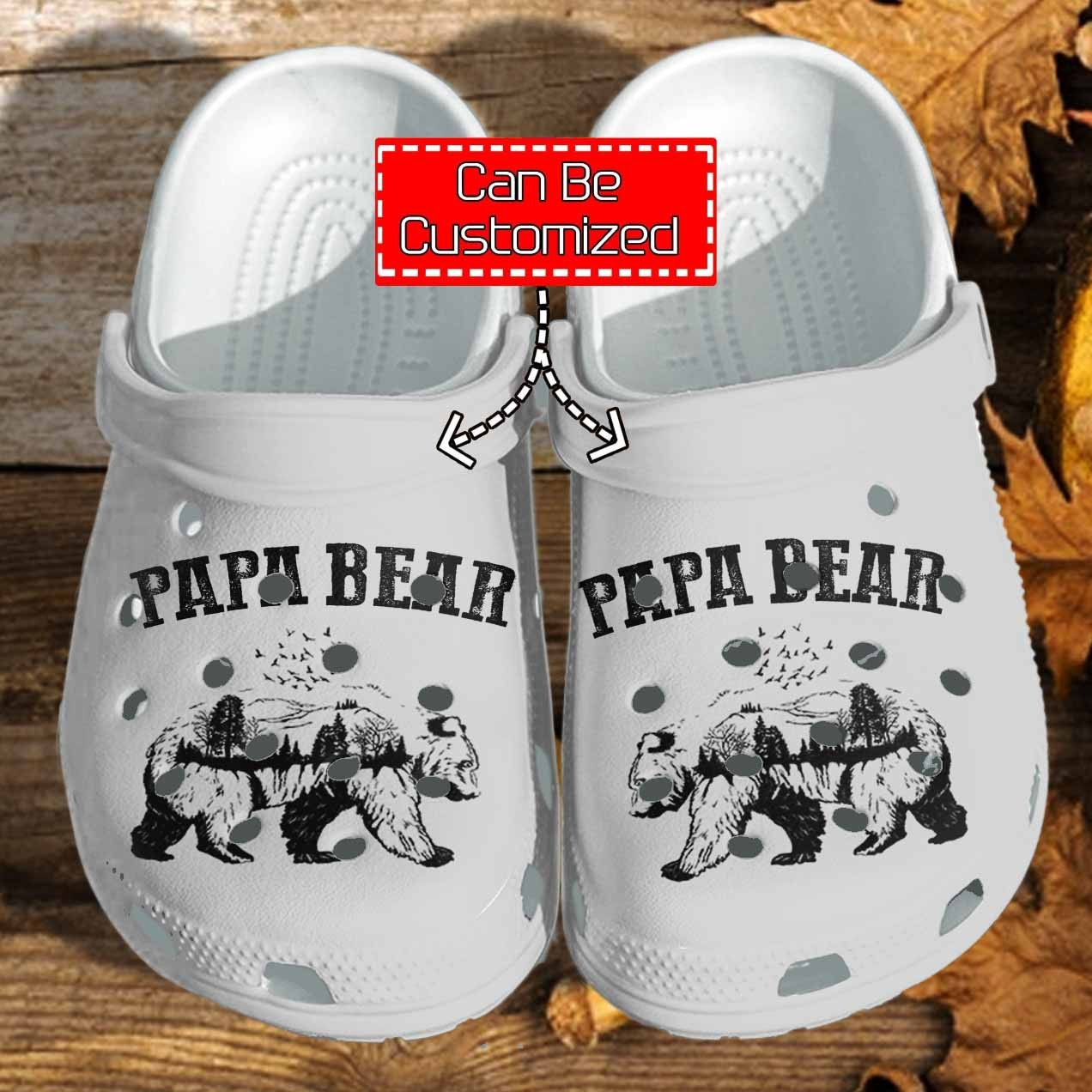 Personalized Camping Papa Bear Gift For Father clog Shoes Fathers Custom