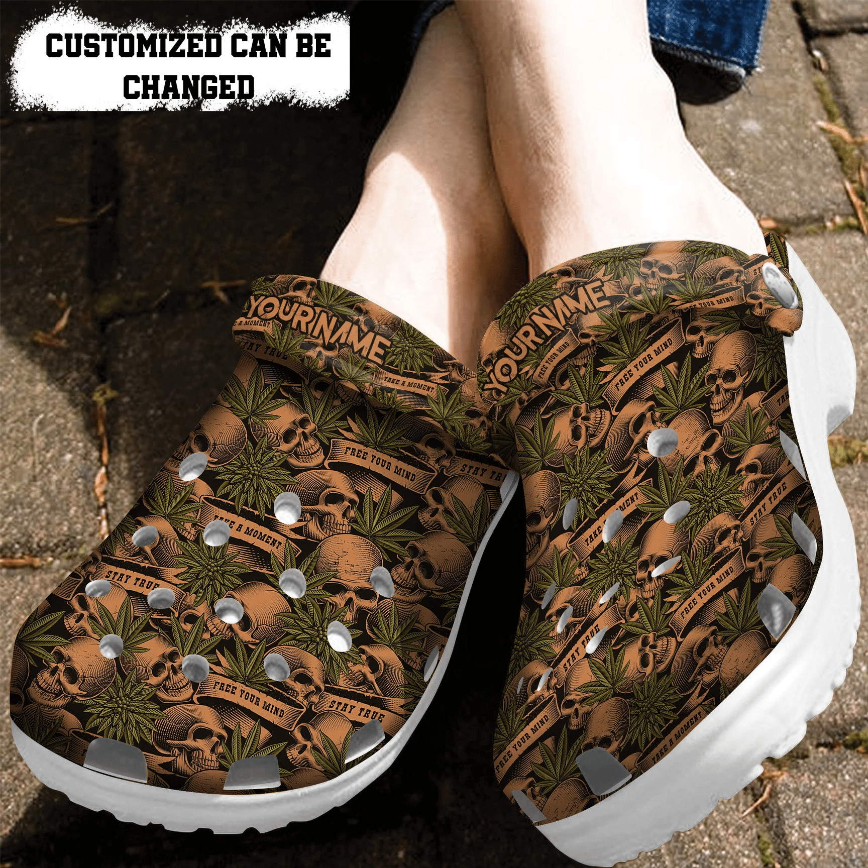 Personalized Canabis Skull Vintage clog Shoes Skull