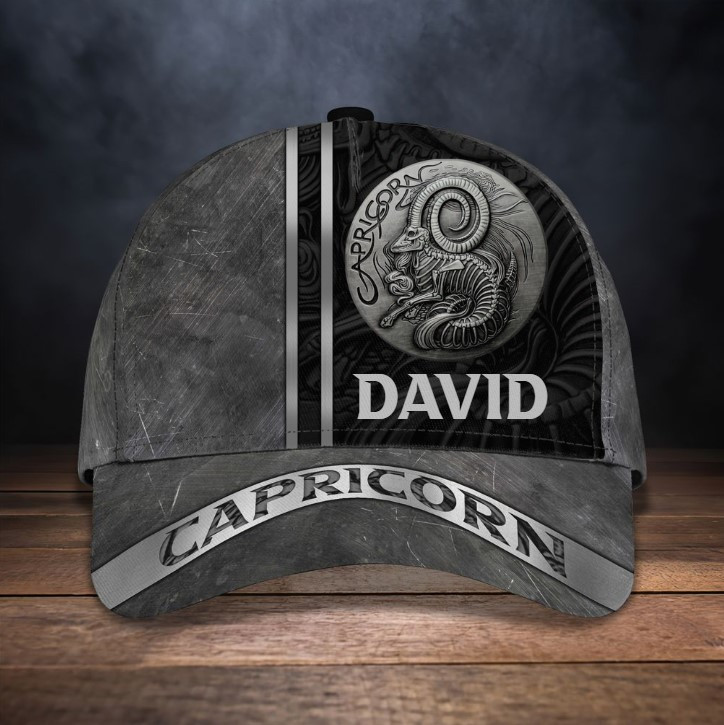 Personalized Capricorn Zodiac Classic Cap for Men, Women, Capricorn Zodiac Hats Friend Birthday's Gift Trucker Hats Custom Hats Gifts For Men & Women