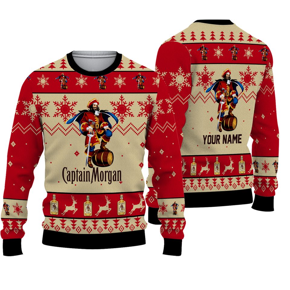 Personalized Captain Morgan Christmas Ugly Knitted Christmas Sweater