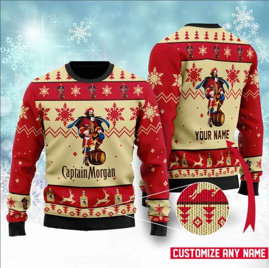 Personalized Captain Morgan Christmas Ugly Knitted Christmas Sweater - Image 2