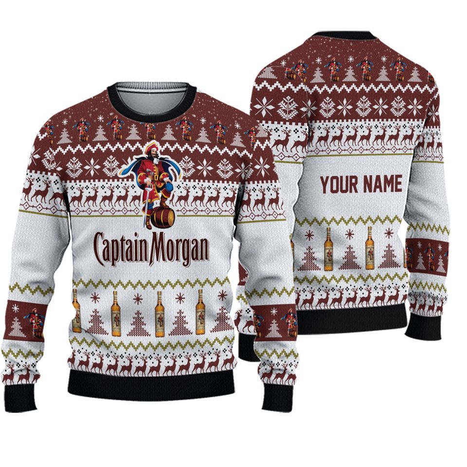 Personalized Captain Morgan Spirit Christmas Ugly Sweater