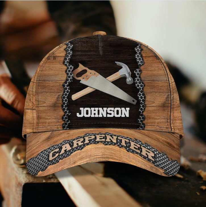 Personalized Carpenter Tool 3D Baseball Cap for Carpenter, Hammer and Saw Carpenter Hat for Him Trucker Hats Custom Hats Gifts For Men & Women