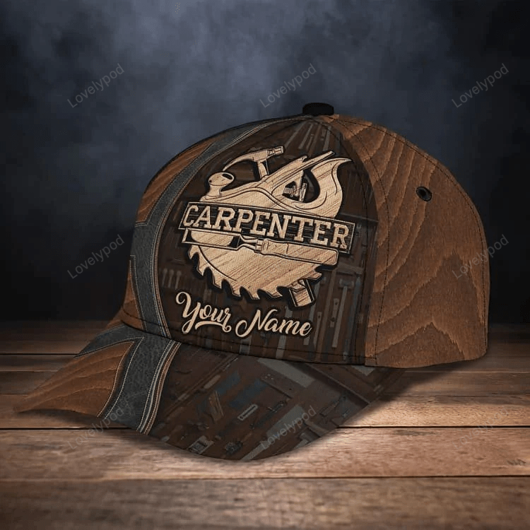 Personalized Carpentry 3D Classic Cap for Carpenter, Carpentry Hat for Dad Gift Trucker Hats Custom Hats Gifts For Men & Women