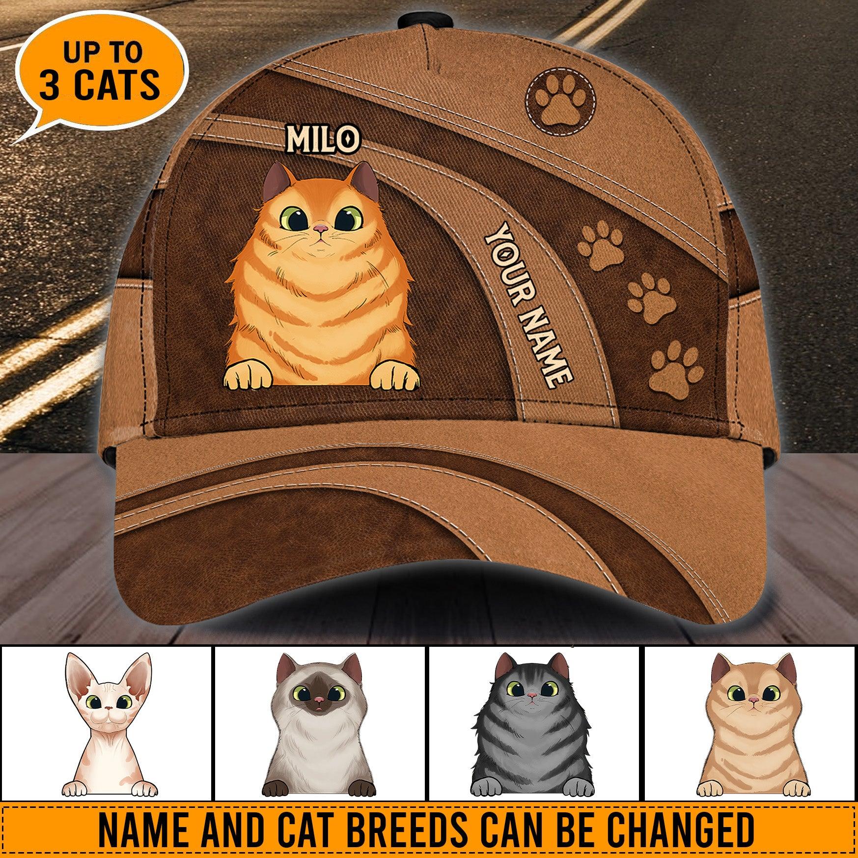 Personalized Cat Classic Cap, Personalized Gift for Cat Lovers, Cat Mom, Cat Dad Trucker Hats Custom Hats Gifts For Men & Women