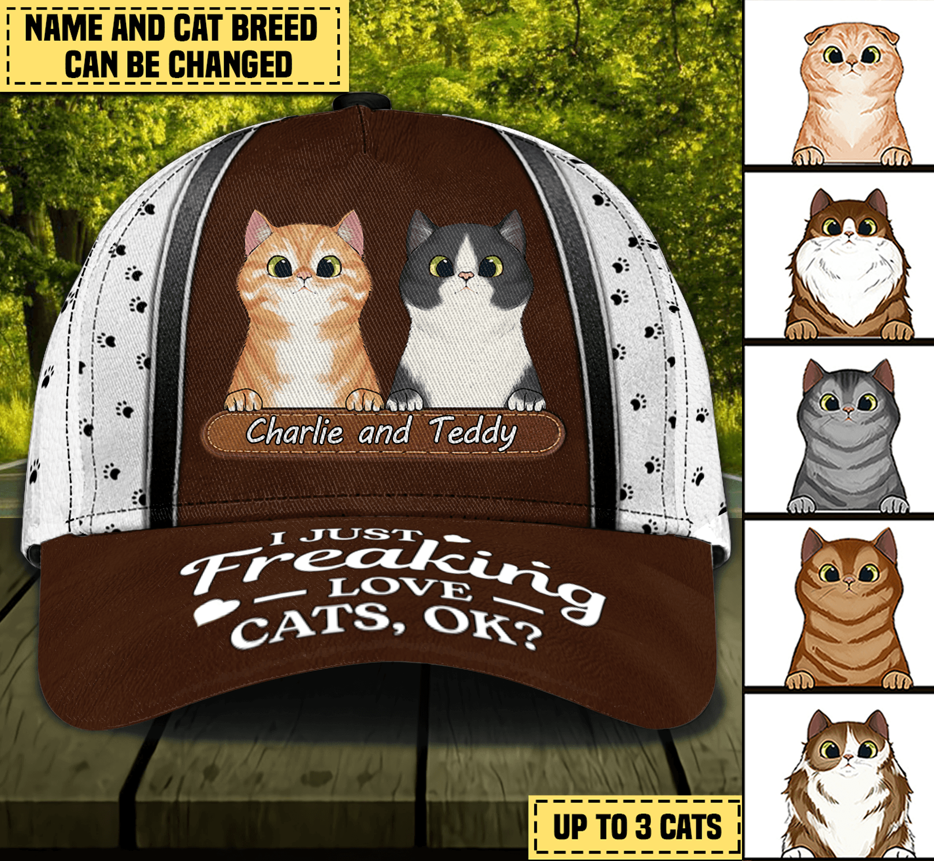 Personalized Cat Classic Cap, Personalized Gift for Cat Lovers, Cat Mom, Cat Dad Trucker Hats Custom Hats Gifts For Men & Women