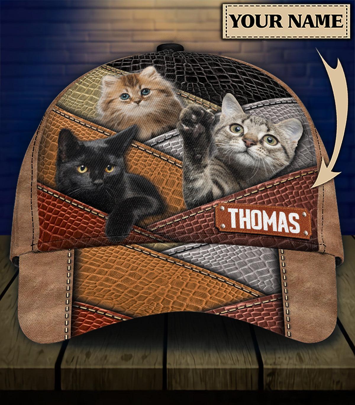 Personalized Cat Classic Cap, Personalized Gift for Cat Lovers, Cat Mom, Cat Dad Trucker Hats Custom Hats Gifts For Men & Women