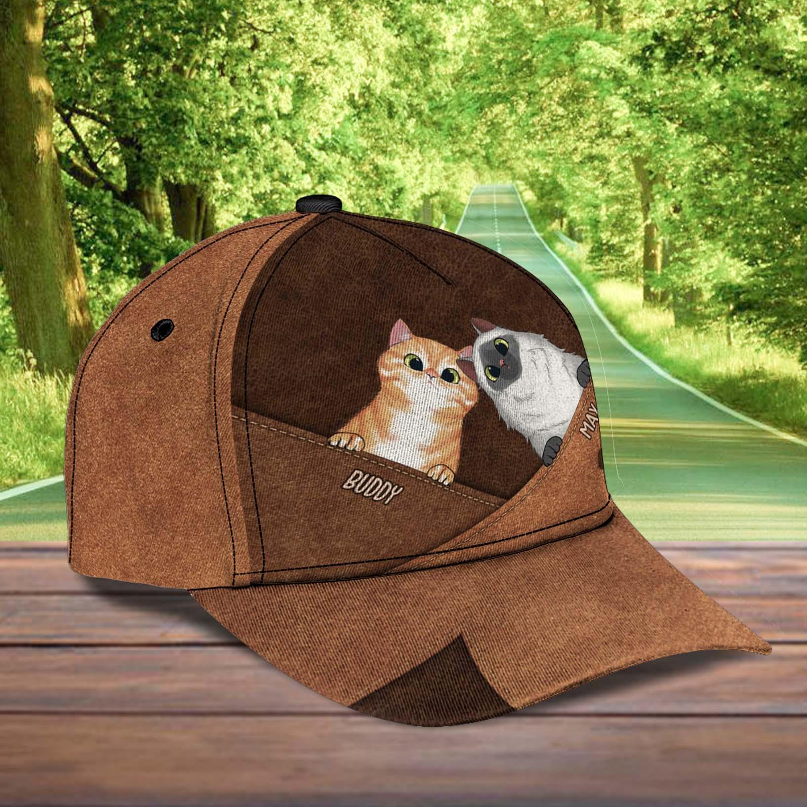 Personalized Cat Classic Cap, Personalized Gift for Cat Lovers, Cat Mom, Cat Dad Trucker Hats Custom Hats Gifts For Men & Women