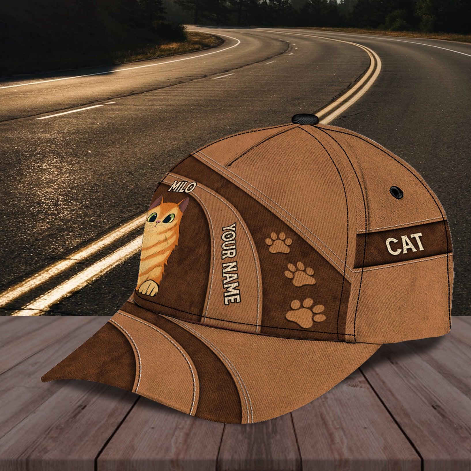 Personalized Cat Classic Cap, Personalized Gift for Cat Lovers, Cat Mom, Cat Dad Trucker Hats Custom Hats Gifts For Men & Women