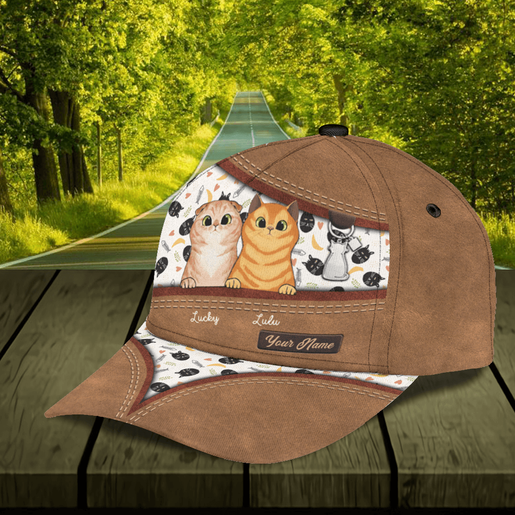 Personalized Cat Classic Cap, Personalized Gift for Cat Lovers, Cat Mom, Cat Dad Trucker Hats Custom Hats Gifts For Men & Women