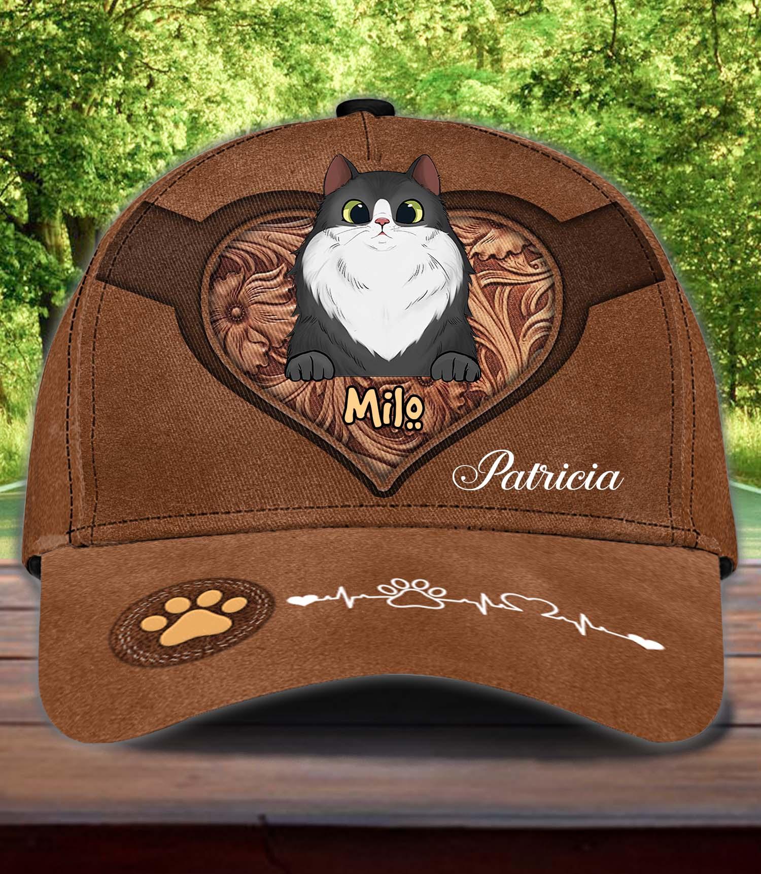 Personalized Cat Classic Cap, Personalized Gift for Cat Lovers, Cat Mom, Cat Dad Trucker Hats Custom Hats Gifts For Men & Women