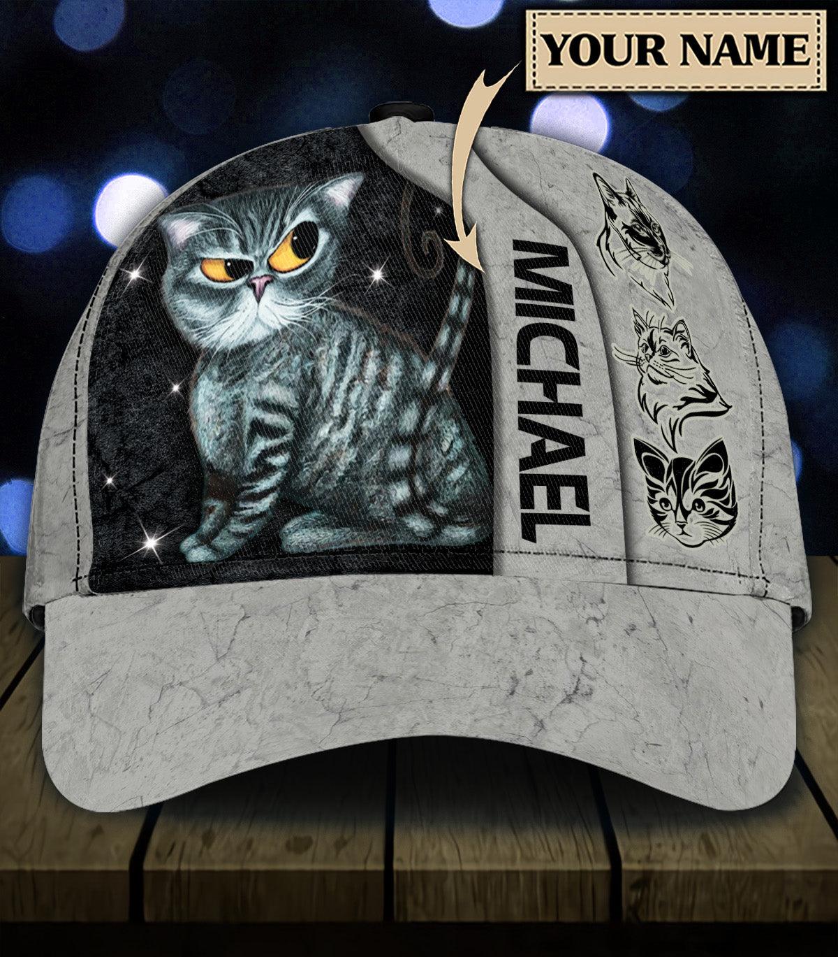 Personalized Cat Classic Cap, Personalized Gift for Cat Lovers, Cat Mom, Cat Dad Trucker Hats Custom Hats Gifts For Men & Women
