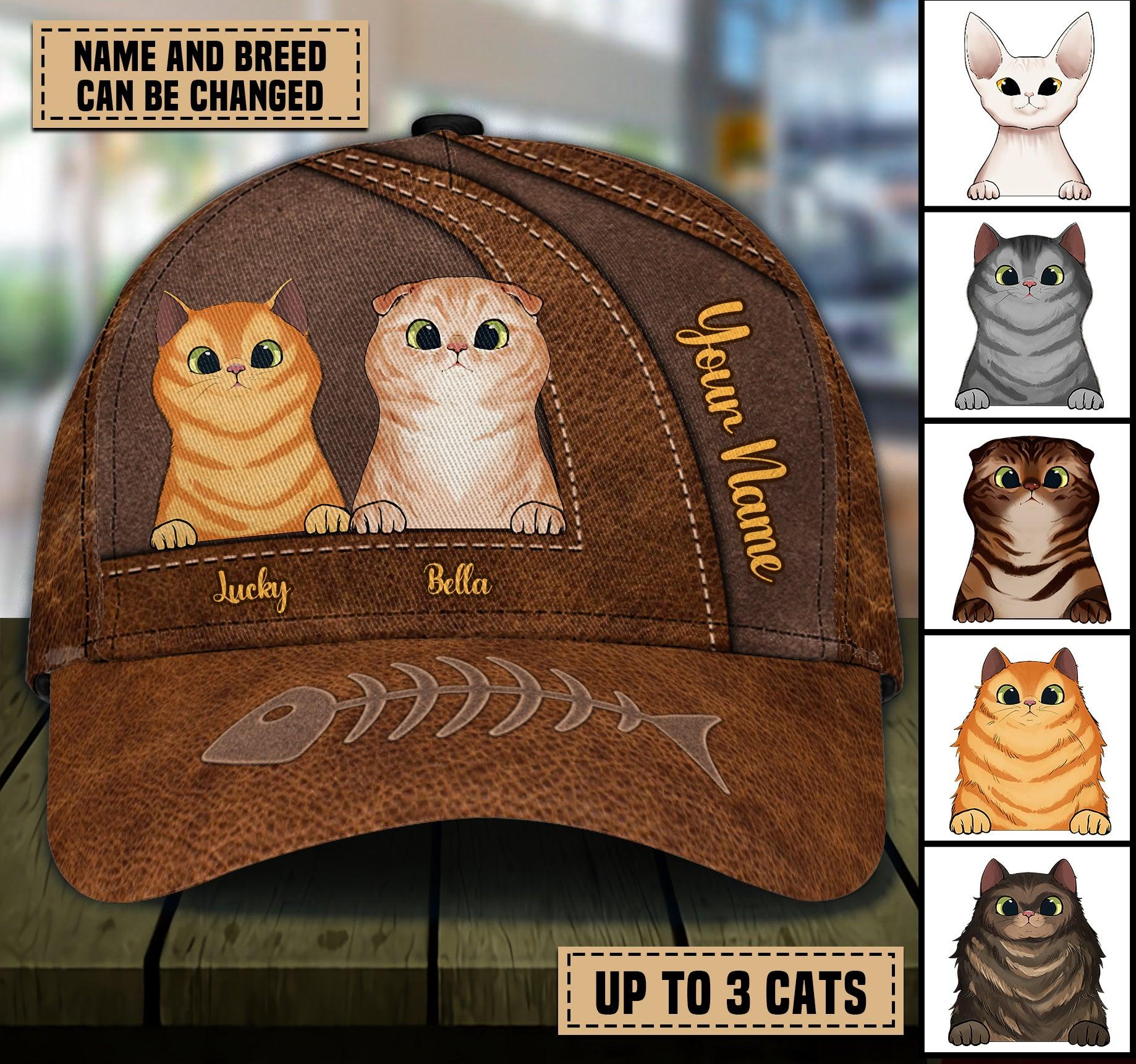 Personalized Cat Classic Cap, Personalized Gift for Cat Lovers, Cat Mom, Cat Dad Trucker Hats Custom Hats Gifts For Men & Women