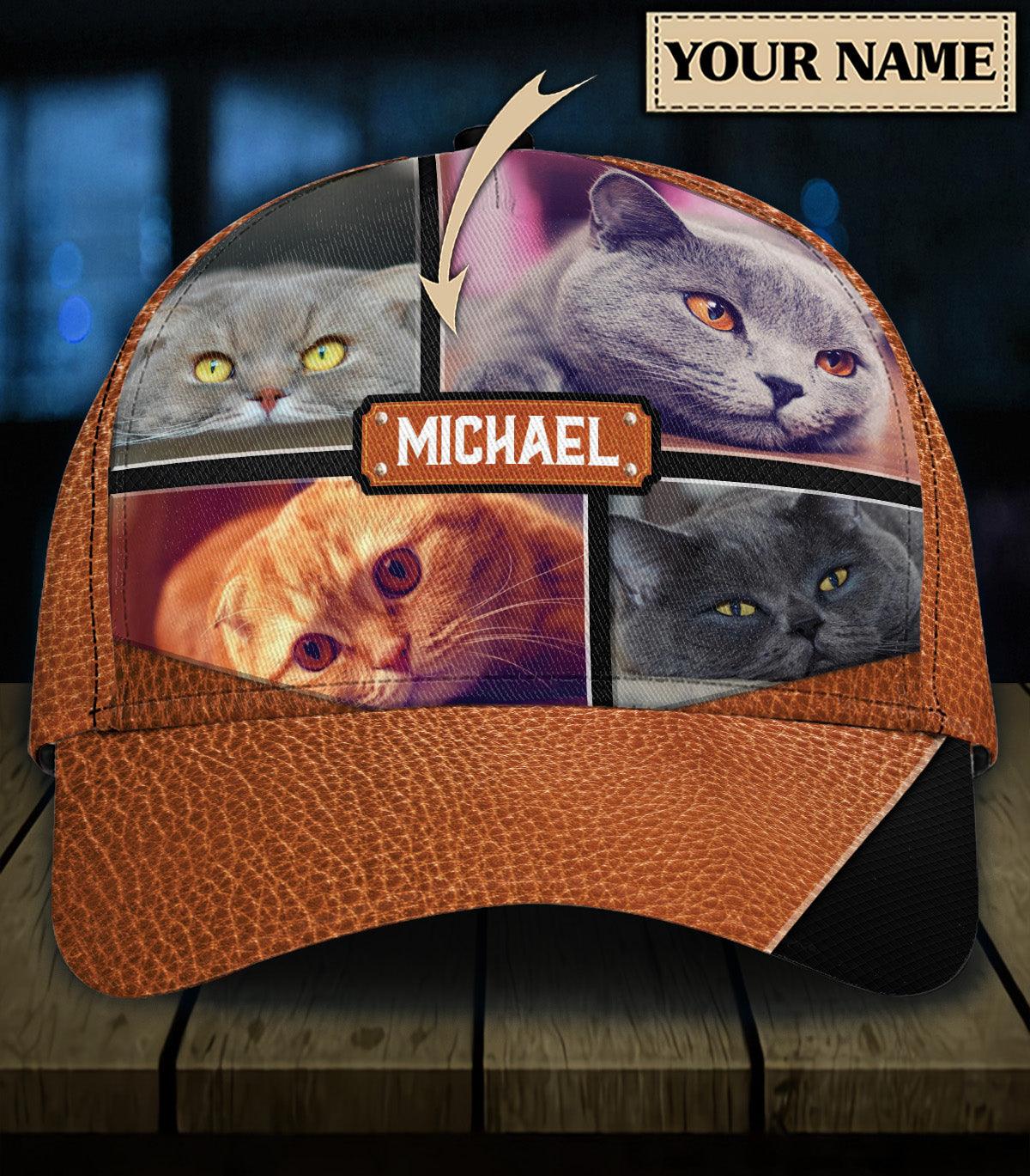 Personalized Cat Classic Cap, Personalized Gift for Cat Lovers, Cat Mom, Cat Dad Trucker Hats Custom Hats Gifts For Men & Women