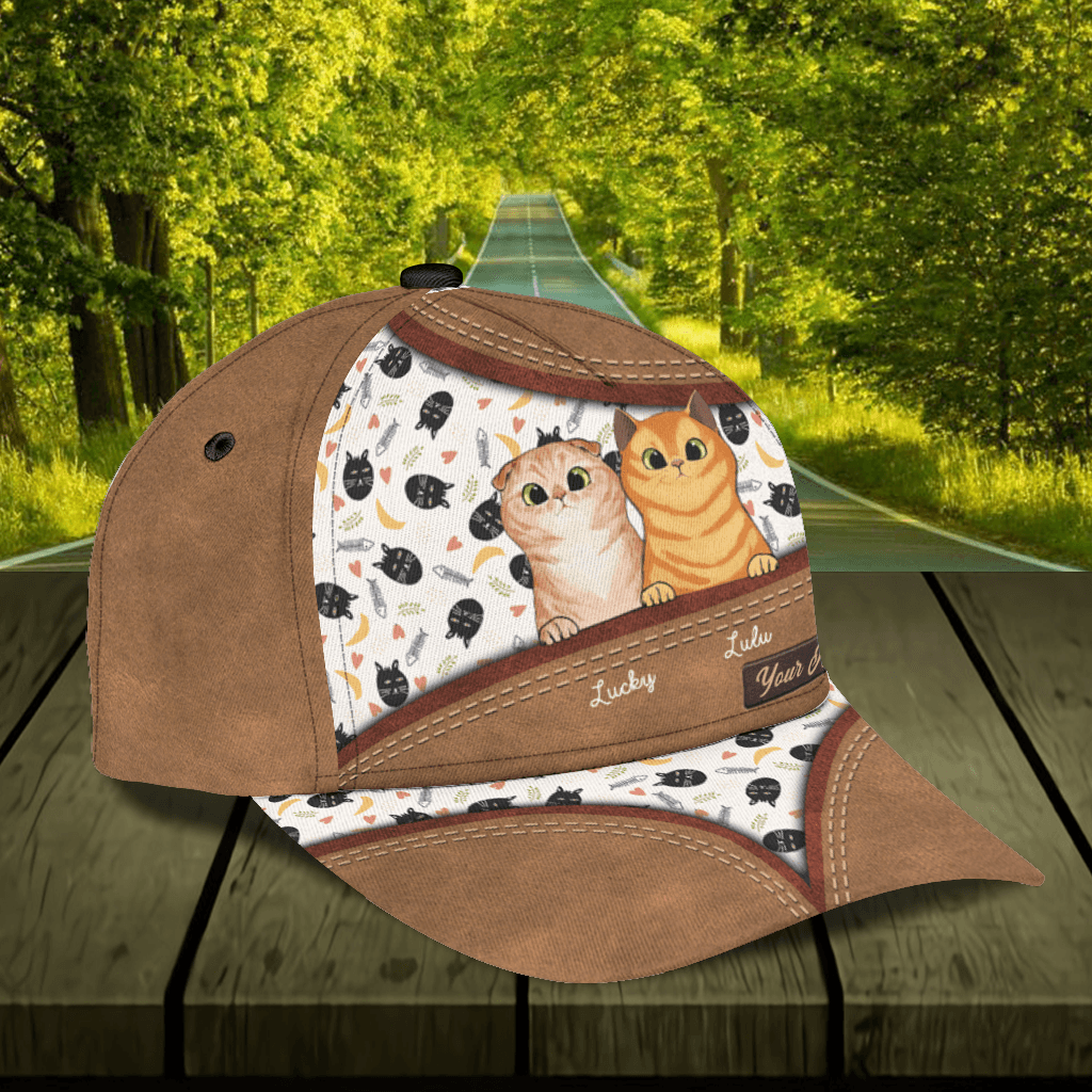 Personalized Cat Classic Cap, Personalized Gift for Cat Lovers, Cat Mom, Cat Dad Trucker Hats Custom Hats Gifts For Men & Women