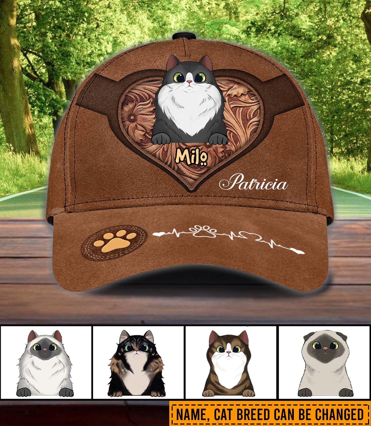 Personalized Cat Classic Cap, Personalized Gift for Cat Lovers, Cat Mom, Cat Dad Trucker Hats Custom Hats Gifts For Men & Women