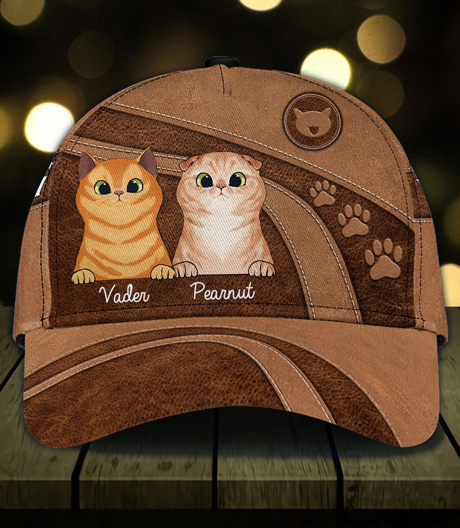 Personalized Cat Classic Cap, Personalized Gift for Cat Lovers, Cat Mom, Cat Dad Trucker Hats Custom Hats Gifts For Men & Women