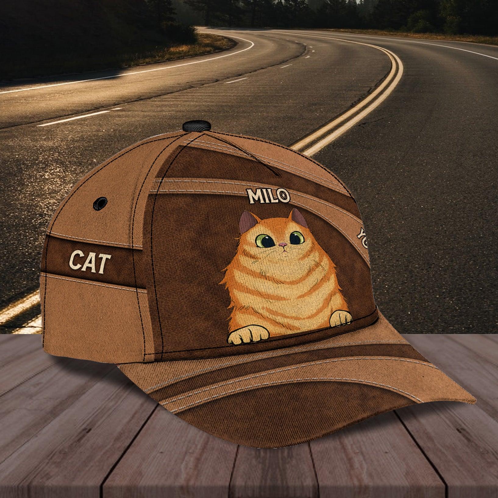 Personalized Cat Classic Cap, Personalized Gift for Cat Lovers, Cat Mom, Cat Dad Trucker Hats Custom Hats Gifts For Men & Women