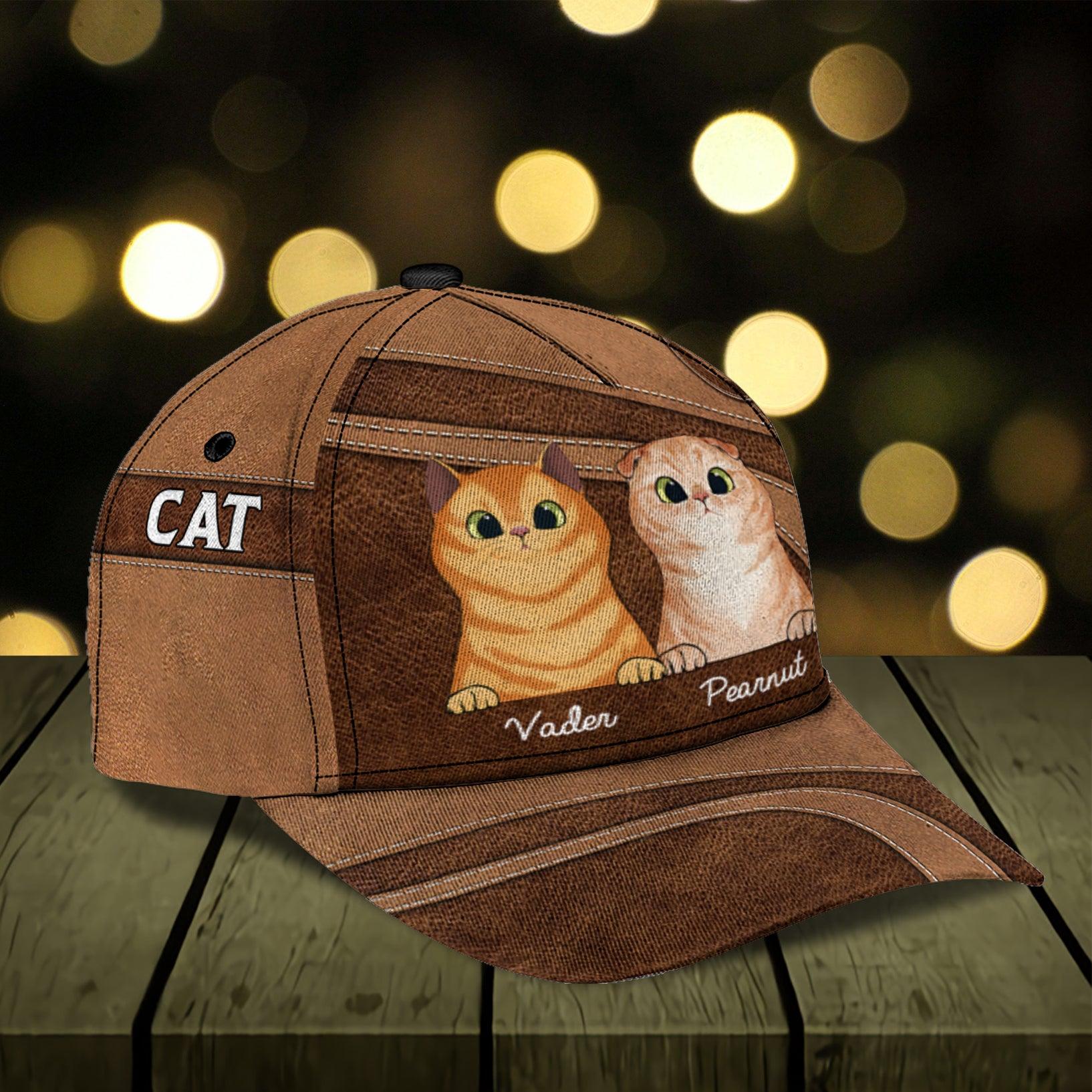 Personalized Cat Classic Cap, Personalized Gift for Cat Lovers, Cat Mom, Cat Dad Trucker Hats Custom Hats Gifts For Men & Women