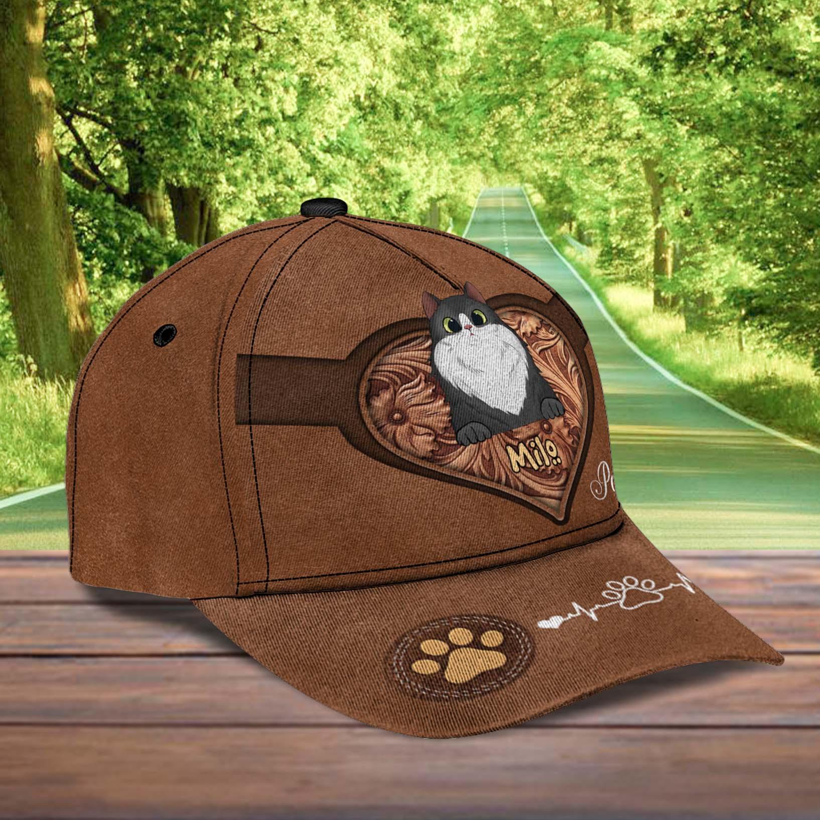 Personalized Cat Classic Cap, Personalized Gift for Cat Lovers, Cat Mom, Cat Dad Trucker Hats Custom Hats Gifts For Men & Women