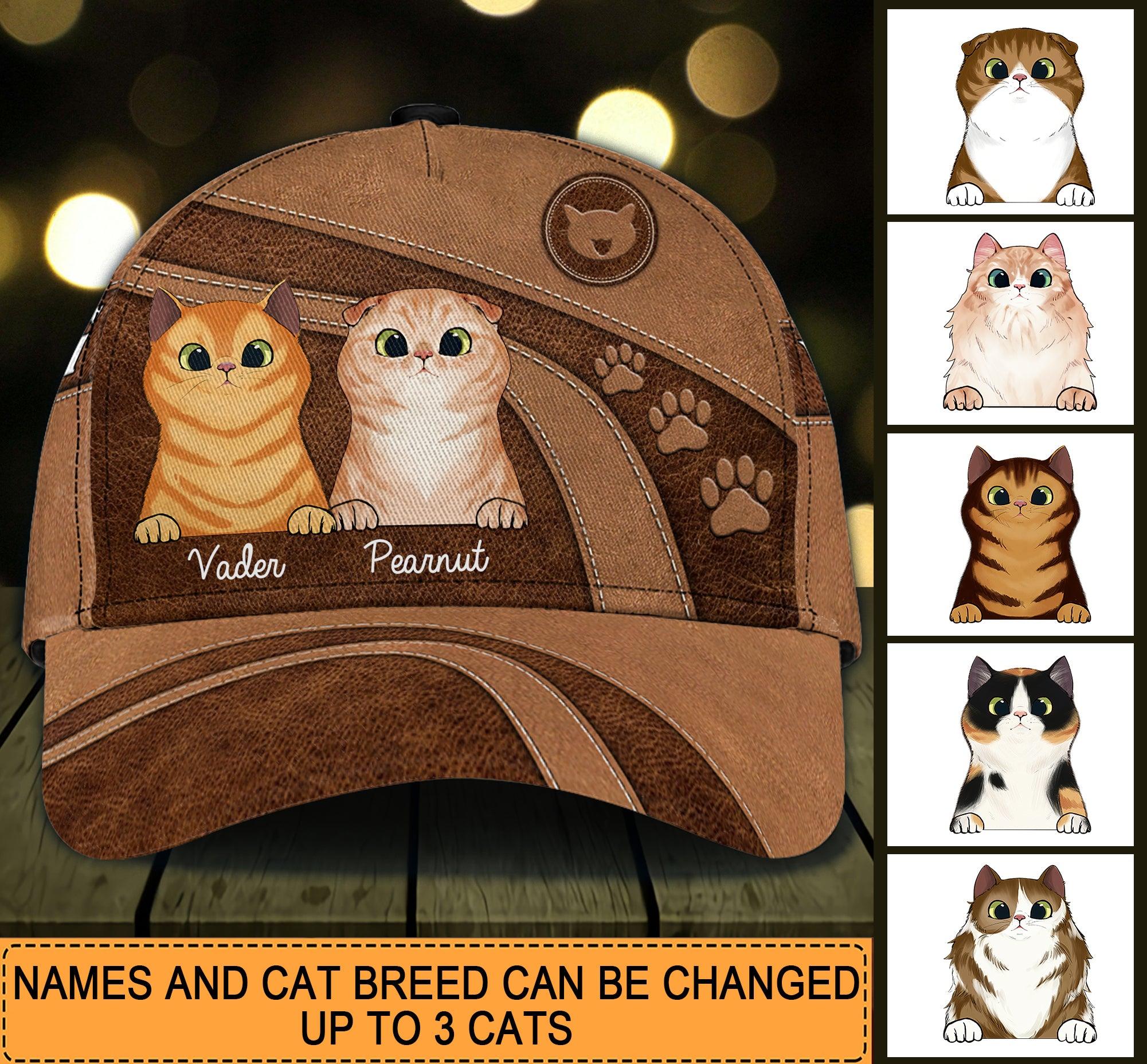 Personalized Cat Classic Cap, Personalized Gift for Cat Lovers, Cat Mom, Cat Dad Trucker Hats Custom Hats Gifts For Men & Women