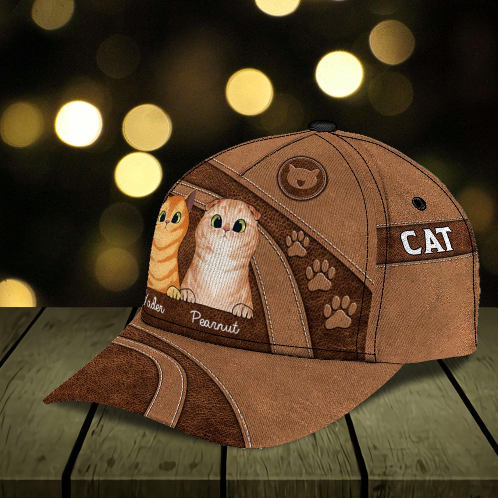 Personalized Cat Classic Cap, Personalized Gift for Cat Lovers, Cat Mom, Cat Dad Trucker Hats Custom Hats Gifts For Men & Women