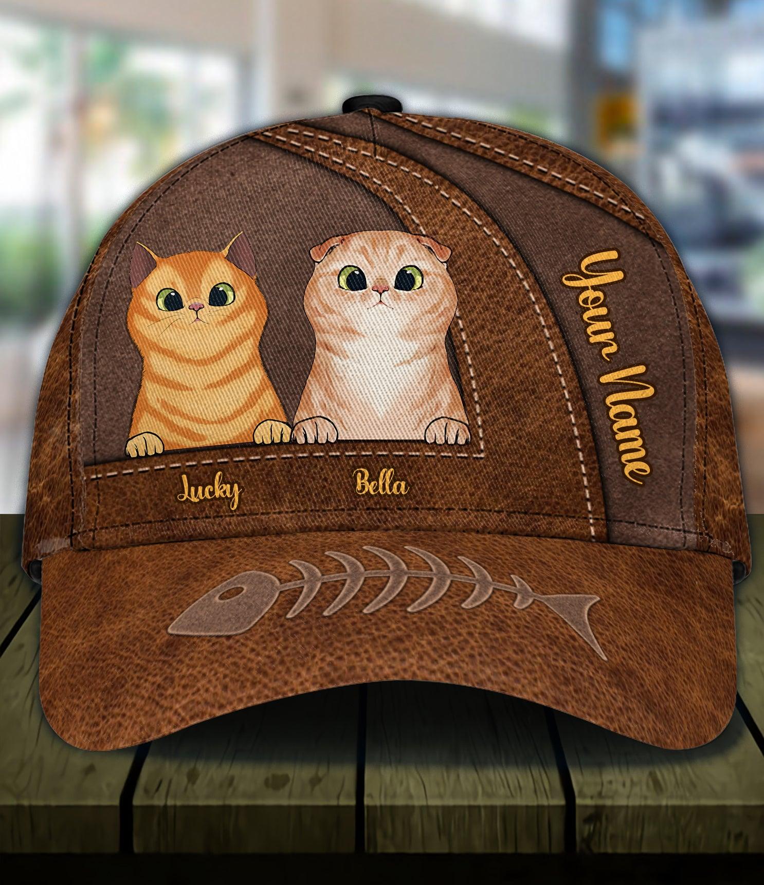 Personalized Cat Classic Cap, Personalized Gift for Cat Lovers, Cat Mom, Cat Dad Trucker Hats Custom Hats Gifts For Men & Women