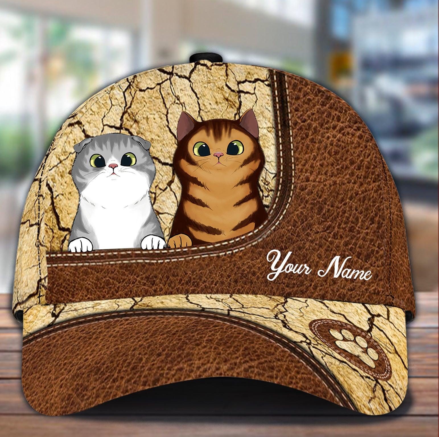 Personalized Cat In The Corner Classic Cap, Personalized Gift for Cat Lovers, Cat Mom, Cat Dad Trucker Hats Custom Hats Gifts For Men & Women