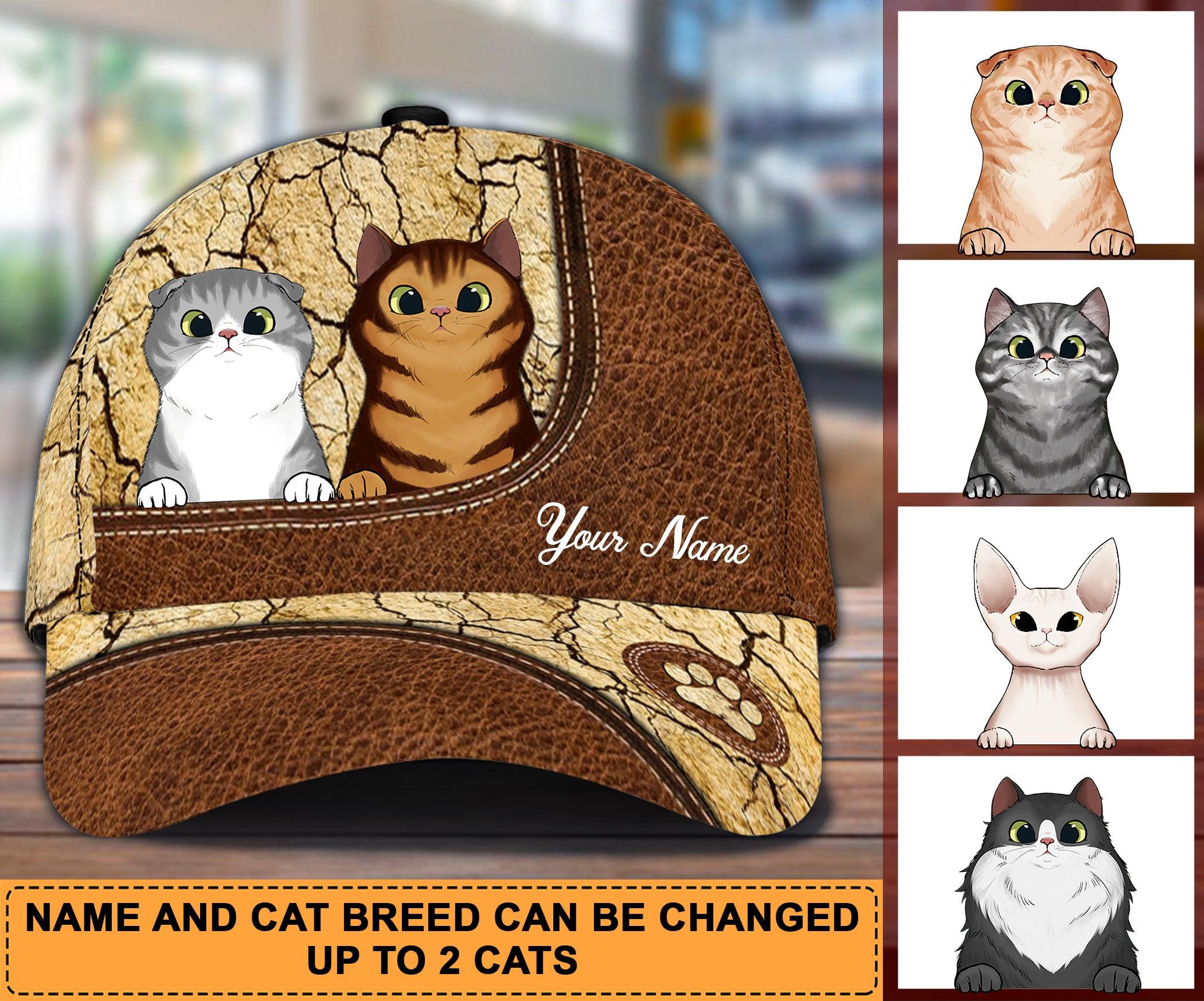 Personalized Cat In The Corner Classic Cap, Personalized Gift for Cat Lovers, Cat Mom, Cat Dad Trucker Hats Custom Hats Gifts For Men & Women