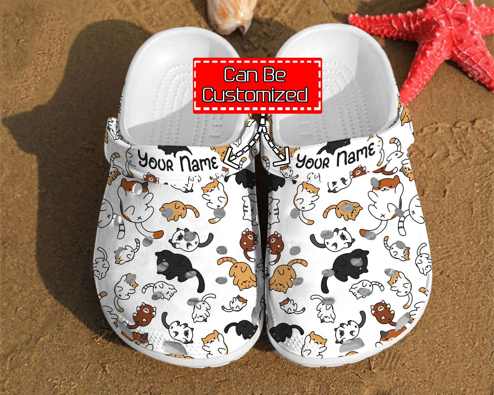 Personalized Cat Pattern Gift For Lovers Comfortable Summer clog Shoes Animal