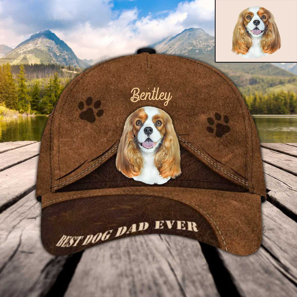 Personalized Cavalier King Charles Spaniel Hat, Custom Photo Cavalier King Charles Spaniel 3D Cap Trucker Hats Custom Hats Gifts For Men & Women