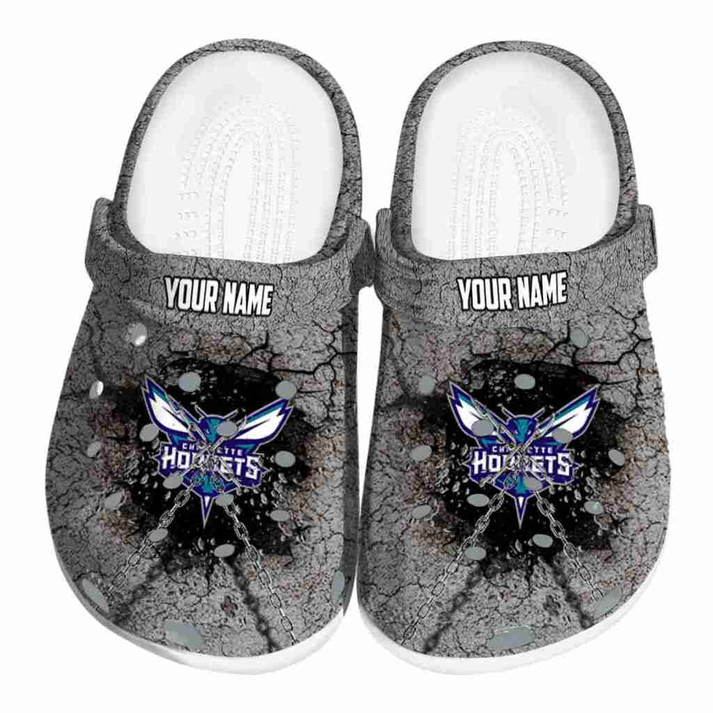 Personalized Charlotte Hornets Cracked Ground Texture ClogTVC1801682