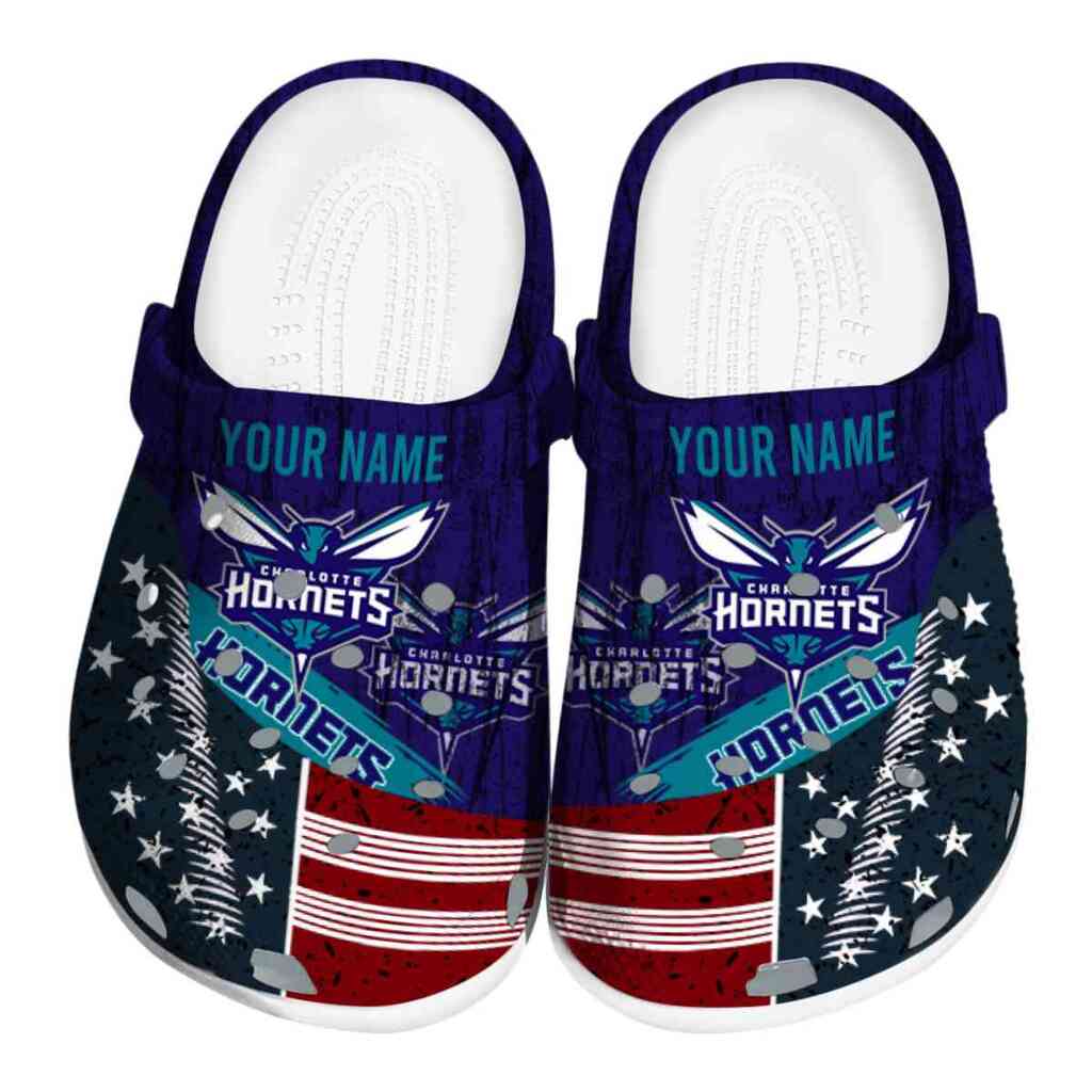 Personalized Charlotte Hornets Star-Spangled Side Pattern ClogTVC1801683