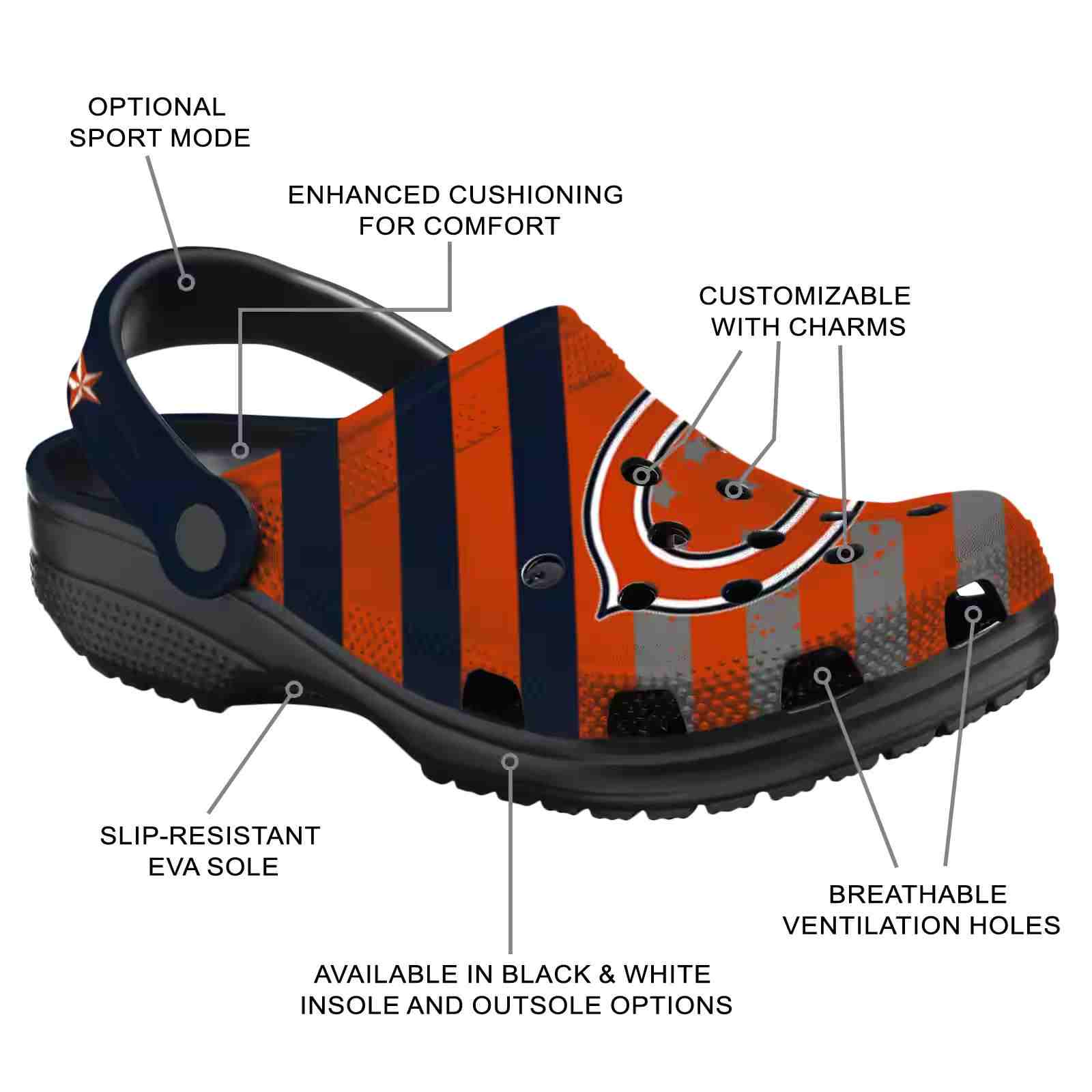 Personalized Chicago Bears Star-Spangled Graphic ClogTVC1801191 - Image 5