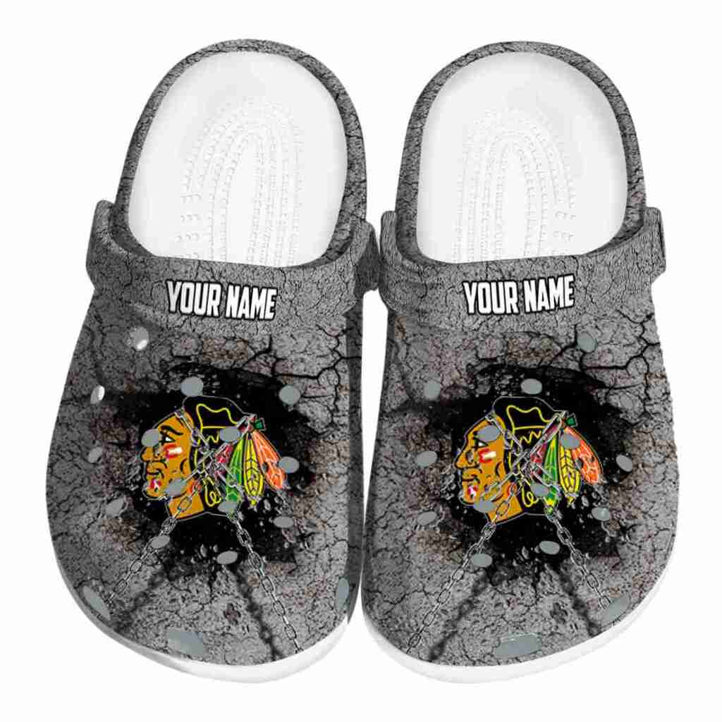 Personalized Chicago Blackhawks Cracked Ground Texture ClogTVC1801870