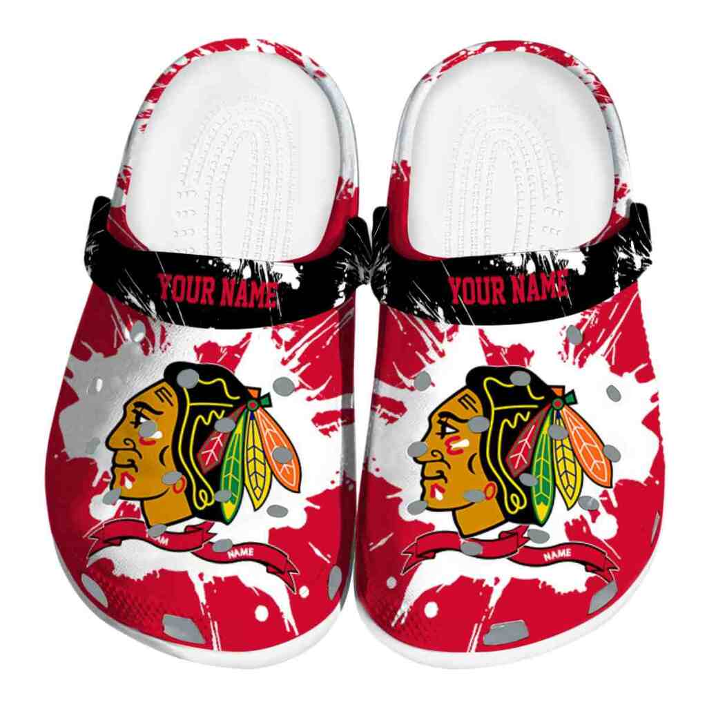 Personalized Chicago Blackhawks Splatter Pattern ClogTVC1801857