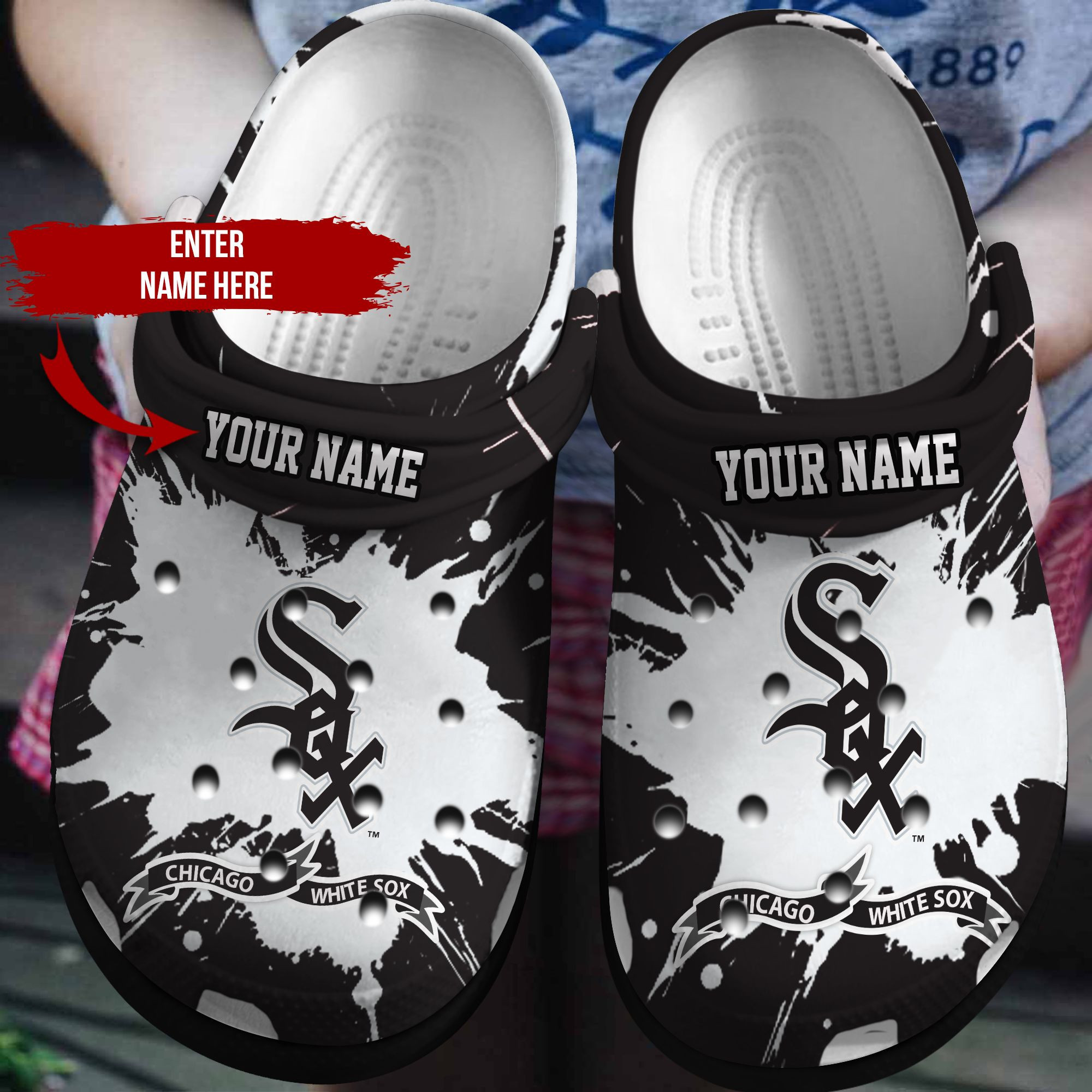 Personalized ChicagoWhite Baseball Team Crocs Clog Custom Name Shoes
