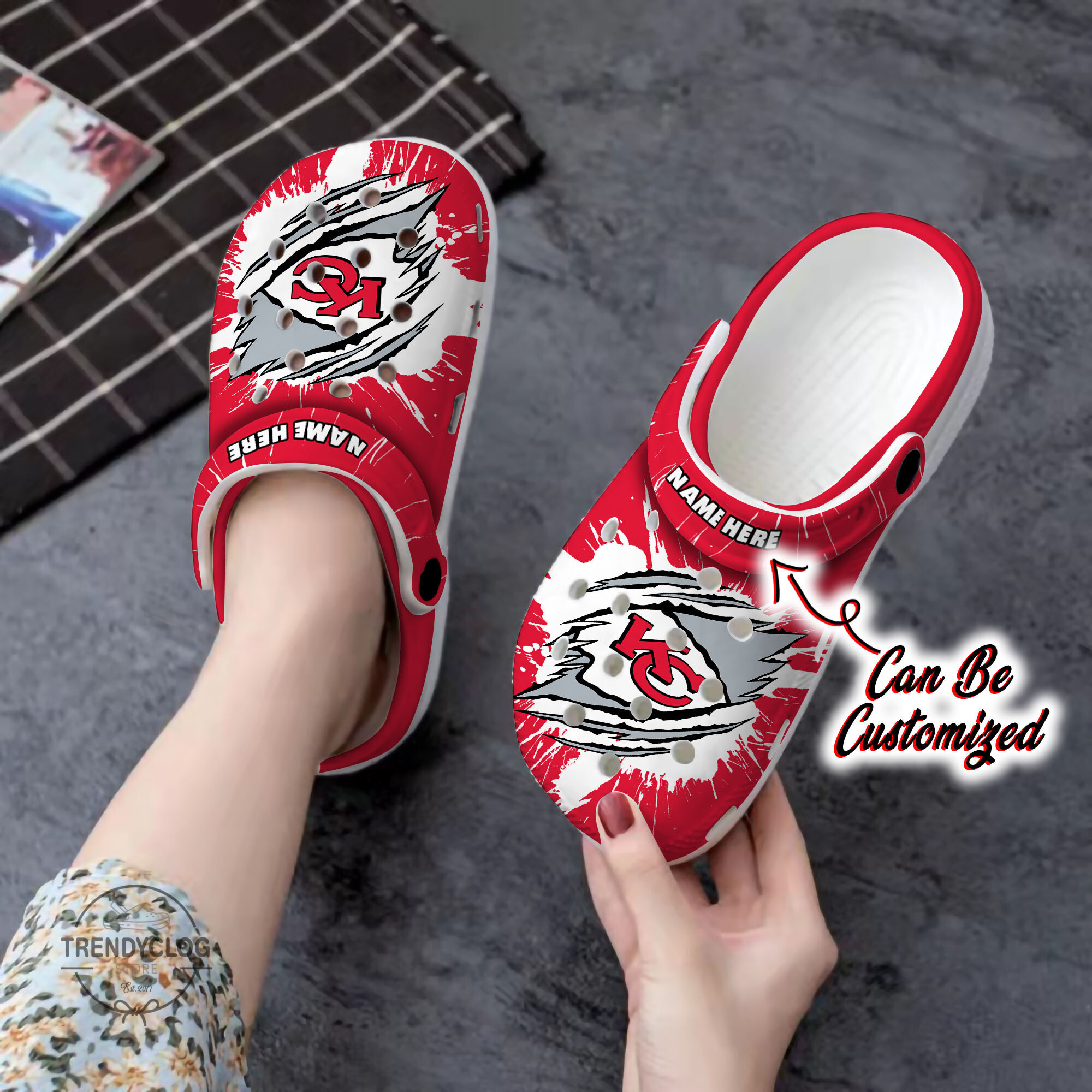 Personalized Chiefs Football Ripped Claw Clog Shoes