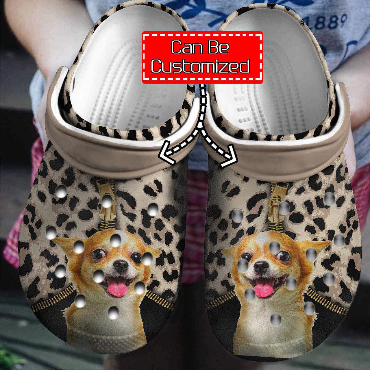Personalized Chihuahua Leopard Pattern clog Shoes Dog