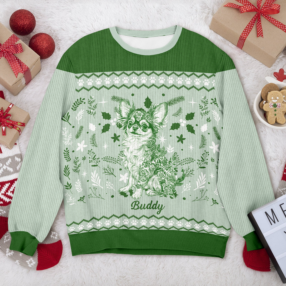 Personalized Chinoiserie Toile De Jouy Dog Ugly Sweater