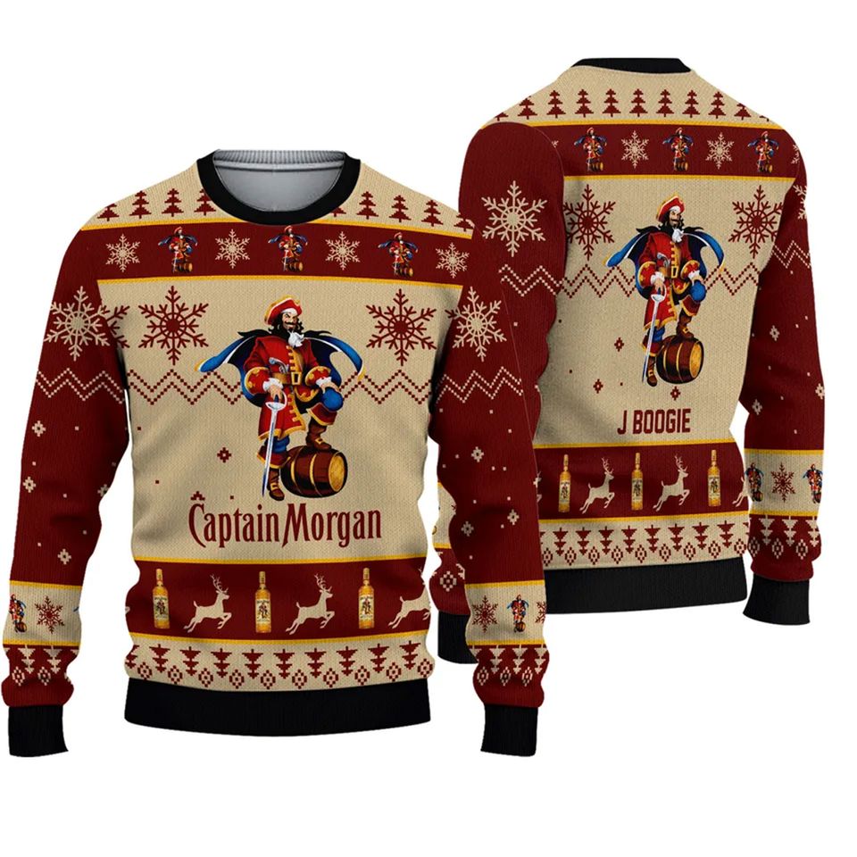 Personalized Christmas Captain Morgan Ugly Sweater